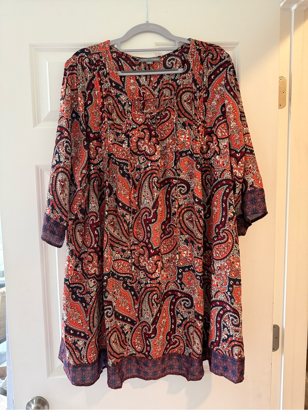 Jessica London Women's Paisley V-Neck Tunic